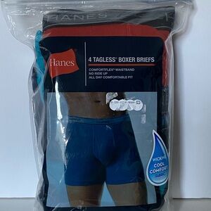 Hanes Boxer Briefs 4 Pack Tagless Size XL Comfort Soft Multicolors New Blue NWT